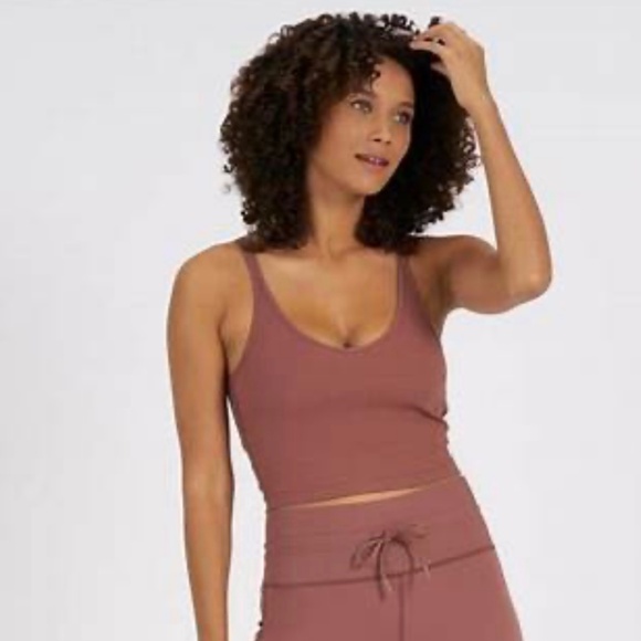 Vuori Rib Crop Top in Terracotta Small - Picture 1 of 4